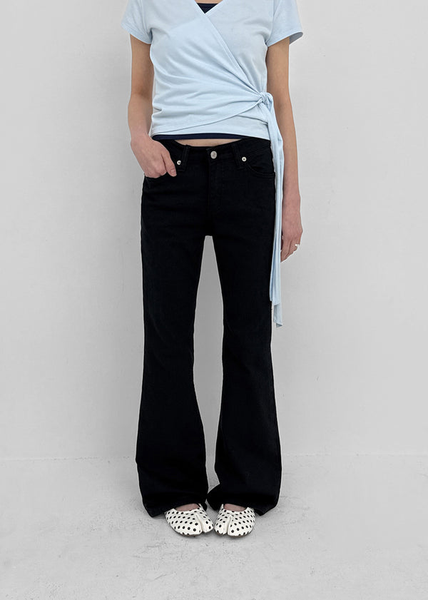 Chank Studded Black Spandex Bootcut Denim Pants