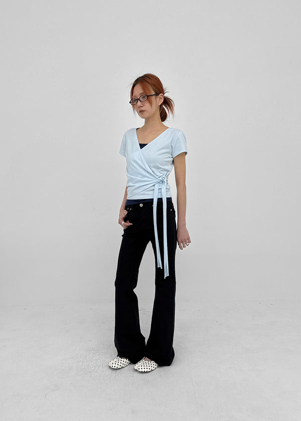 Chank Studded Black Spandex Bootcut Denim Pants