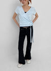 Chank Studded Black Spandex Bootcut Denim Pants