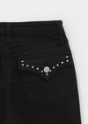 Chank Studded Black Spandex Bootcut Denim Pants