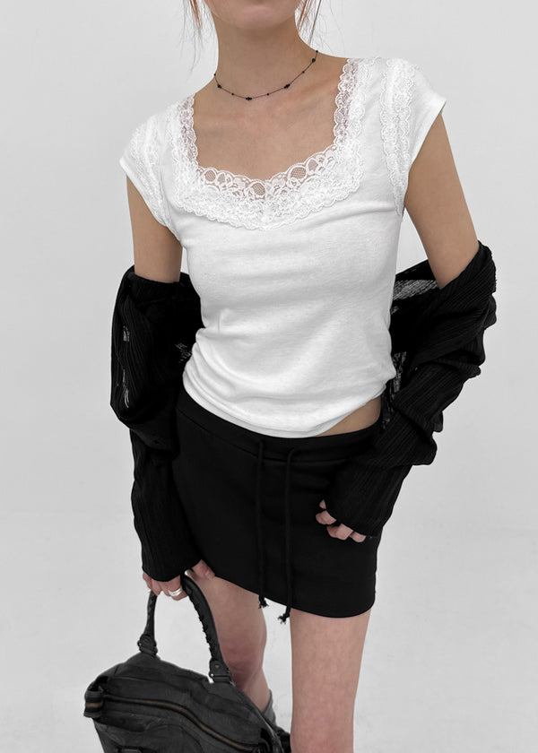 Rickyah Lace Cap Sleeve Short-sleeve Tee