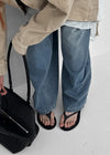 Dibecom Leather Flip-flops Mid-heels