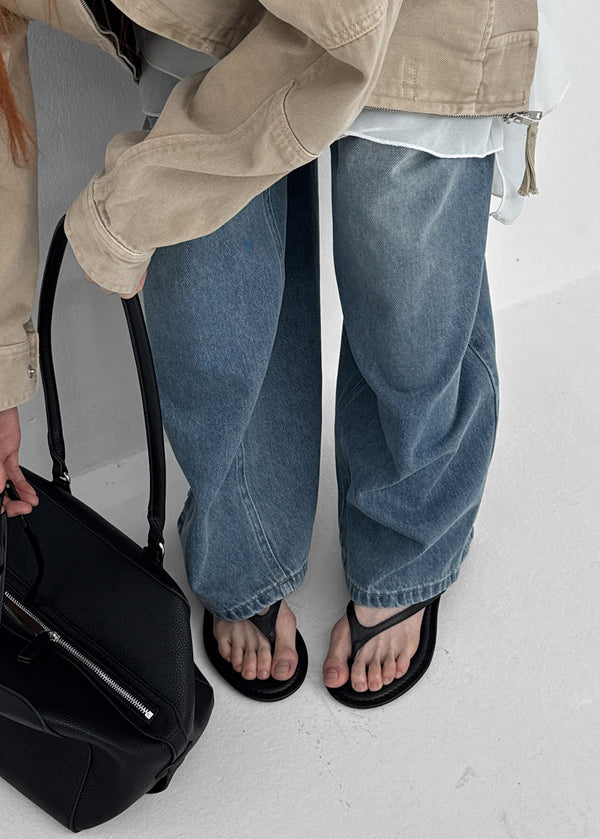 Dibecom Leather Flip-flops Mid-heels