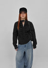 Decom Shirred Biker Nylon Jacket
