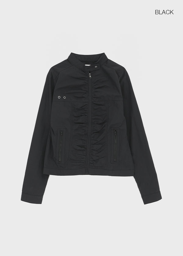 Decom Shirred Biker Nylon Jacket