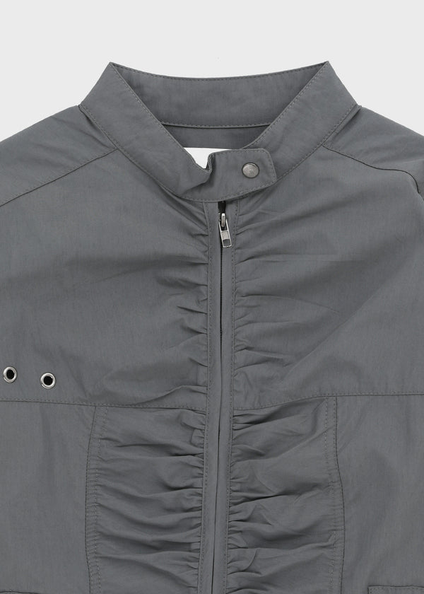 Decom Shirred Biker Nylon Jacket