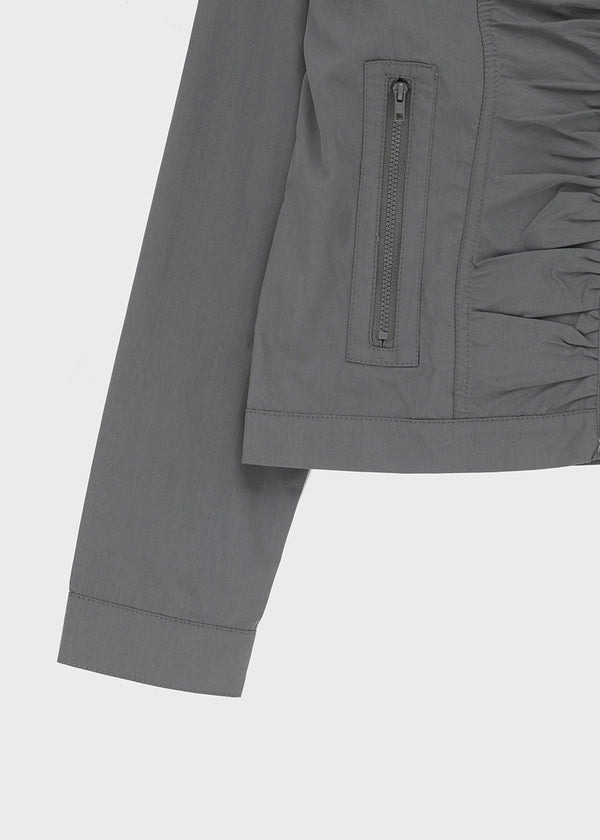 Decom Shirred Biker Nylon Jacket