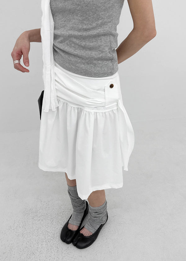 Romroni Strap Shirred Midi Skirt