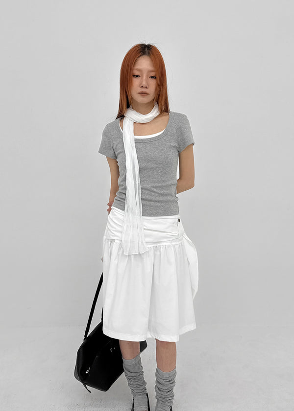 Romroni Strap Shirred Midi Skirt