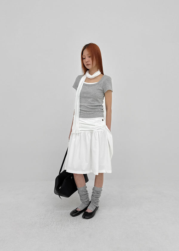 Romroni Strap Shirred Midi Skirt