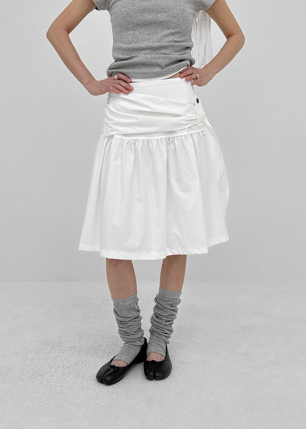 Romroni Strap Shirred Midi Skirt