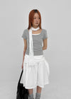 Romroni Strap Shirred Midi Skirt
