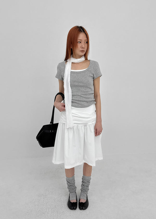 Romroni Strap Shirred Midi Skirt