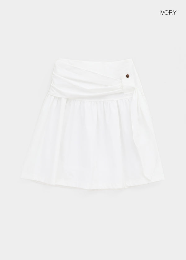 Romroni Strap Shirred Midi Skirt