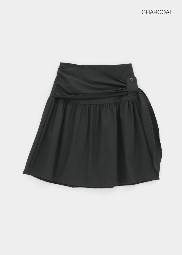 Romroni Strap Shirred Midi Skirt