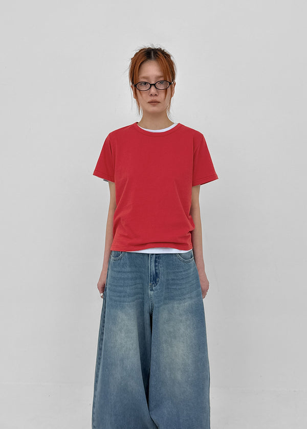 Lemen Color Basic Round Short Sleeve Tee