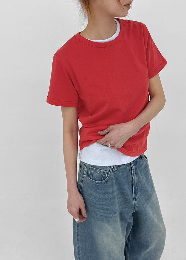 Lemen Color Basic Round Short Sleeve Tee