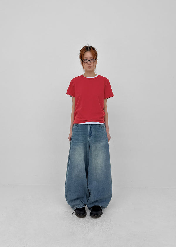 Lemen Color Basic Round Short Sleeve Tee