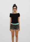 [B-BASIC] Standard Slim Off-Shoulder Short-Sleeve T-Shirt (2 SIZE)