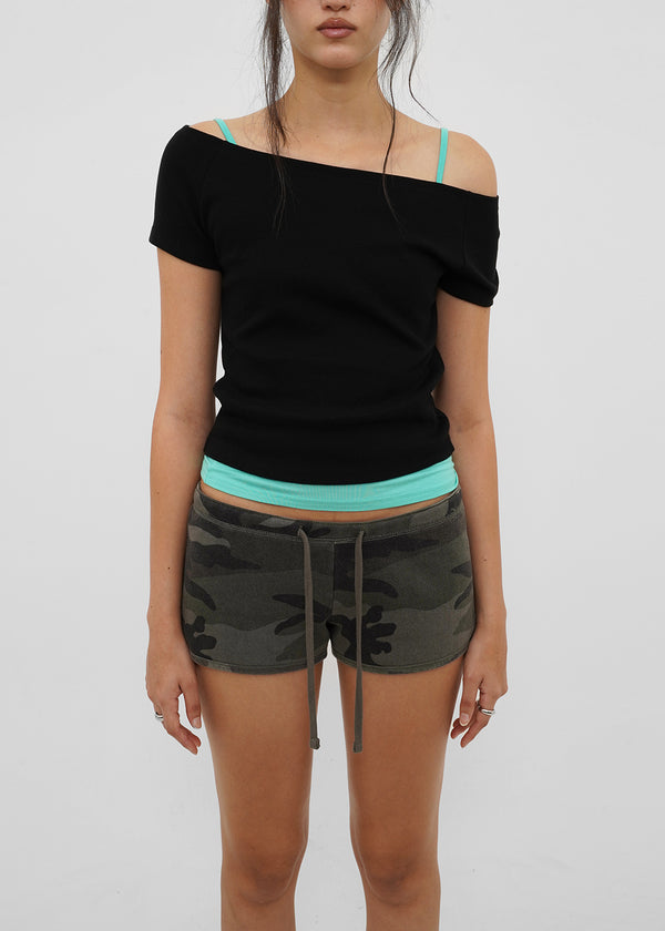 [B-BASIC] Standard Slim Off-Shoulder Short-Sleeve T-Shirt (2 SIZE)