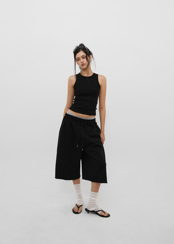 [B-BASIC] Mid-Sweat Cut-Out Bermuda Pants