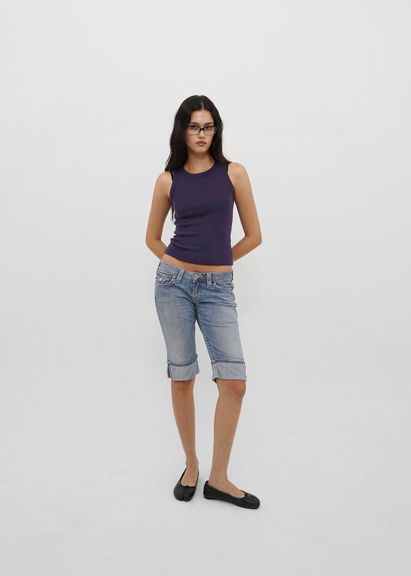 [B-BASIC] Basic Ribbed Round Mango Sleeveless Top (2SIZE)