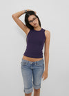 [B-BASIC] Basic Ribbed Round Mango Sleeveless Top (2SIZE)
