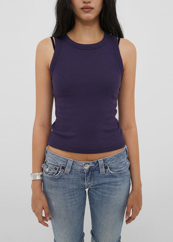 [B-BASIC] Basic Ribbed Round Mango Sleeveless Top (2SIZE)