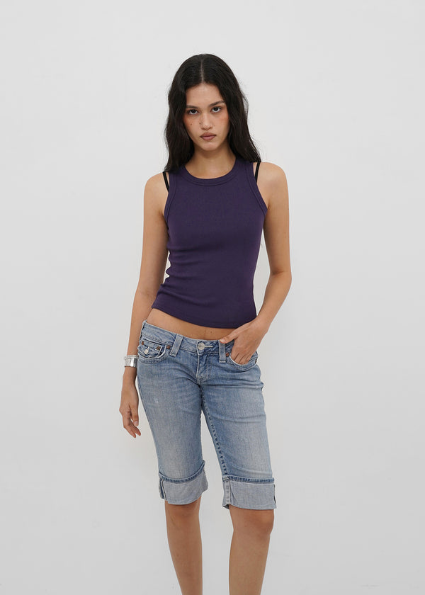 [B-BASIC] Basic Ribbed Round Mango Sleeveless Top (2SIZE)
