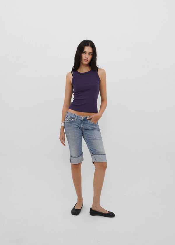 [B-BASIC] Basic Ribbed Round Mango Sleeveless Top (2SIZE)