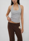 [B-BASIC] Ribbed Halter Sleeveless Top (Built-in Cap)