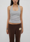 [B-BASIC] Ribbed Halter Sleeveless Top (Built-in Cap)