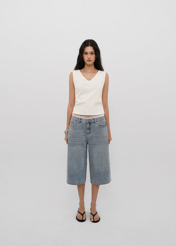 [B-DENIM] SUMMER WASHED BERMUDA JEANS 055