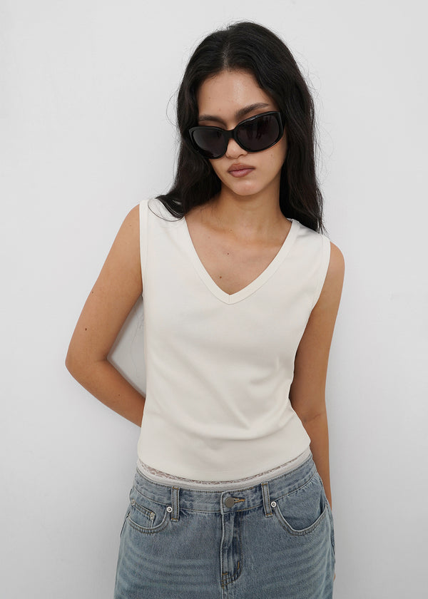[B-BASIC] Tension Standard V-Neck Sleeveless Top (2 SIZE)