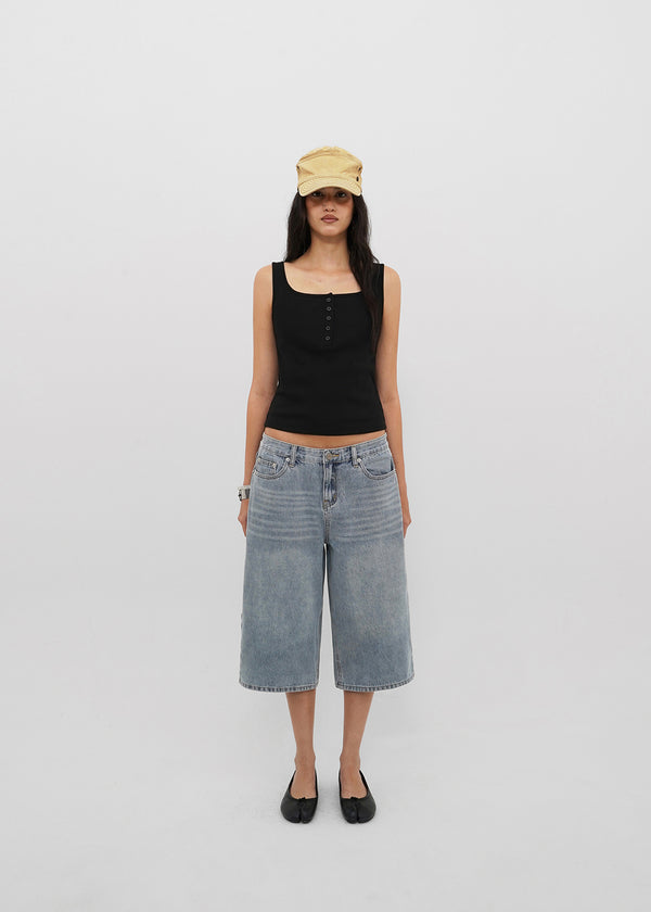 [B-DENIM] SUMMER WASHED BERMUDA JEANS 055