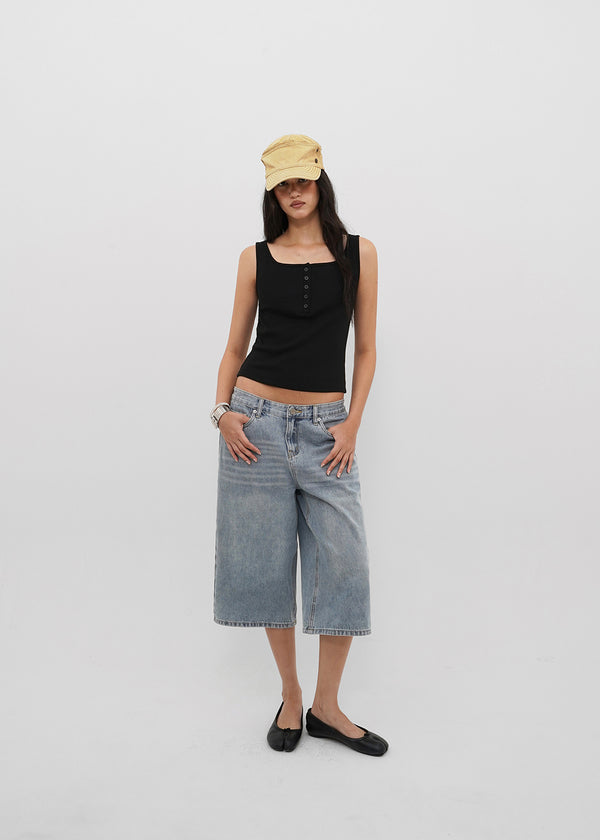 [B-DENIM] SUMMER WASHED BERMUDA JEANS 055