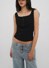 [B-BASIC] Tension Standard Square Henley Neck Sleeveless Top (2 SIZE)
