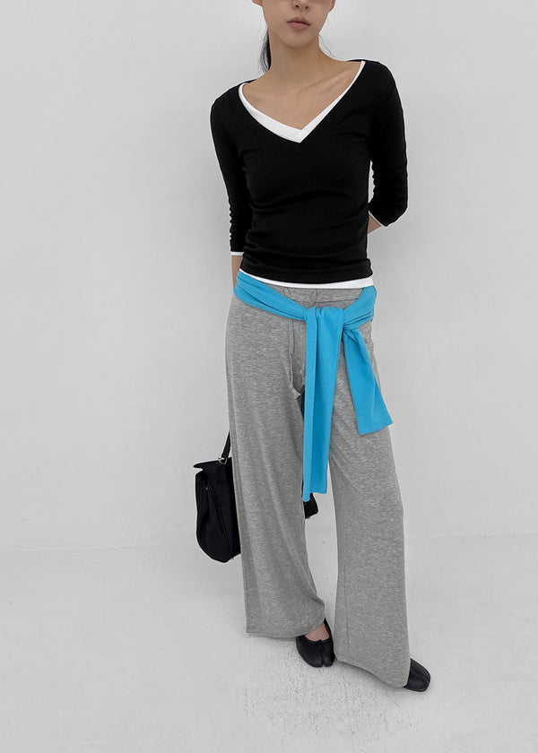 [MADE] Plum V-neck 3/4 Sleeve Tee