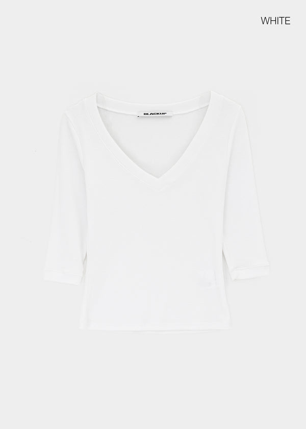 [MADE] Plum V-neck 3/4 Sleeve Tee