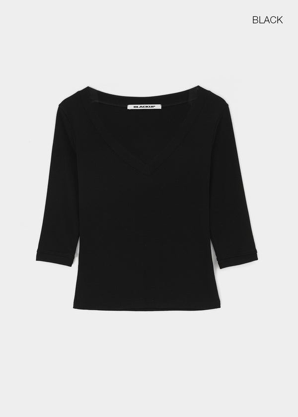[MADE] Plum V-neck 3/4 Sleeve Tee