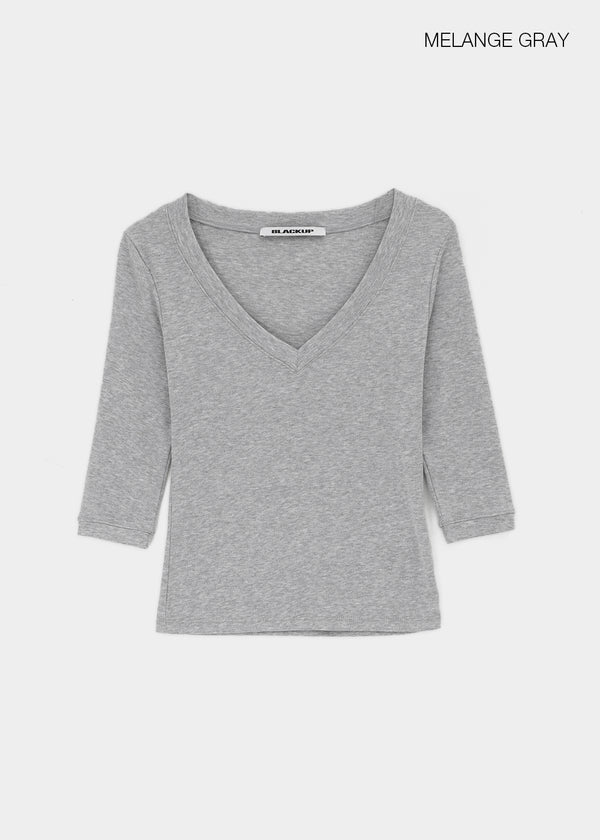 [MADE] Plum V-neck 3/4 Sleeve Tee