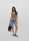 [B-BASIC] Tension Cotton Square-Neck Cap-Sleeve Short-Sleeve T-Shirt (2 SIZE)