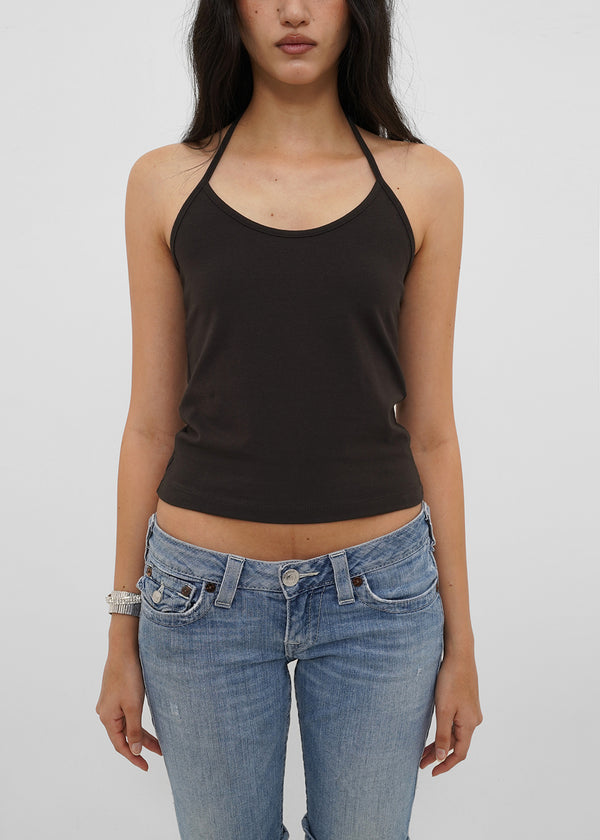 [B-BASIC] Tension Cotton Strap Halter Sleeveless Top (2 SIZE)