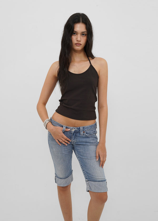 [B-BASIC] Tension Cotton Strap Halter Sleeveless Top (2 SIZE)