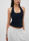 [B-BASIC] Ribbed Halter Sleeveless Top (Built-in Cap)