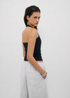 [B-BASIC] Ribbed Halter Sleeveless Top (Built-in Cap)