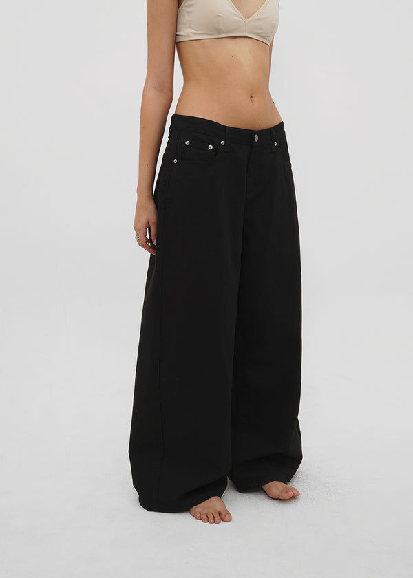 [B-DENIM] LOW WIDE COTTON PANTS 056