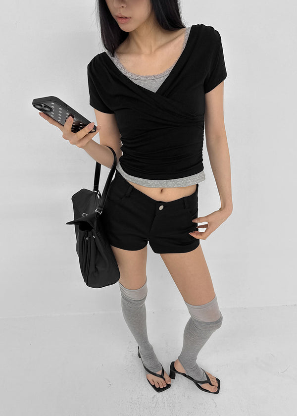 [MADE] Cujes Wrap Cap Sleeve Short Sleeve Top (Set Available)
