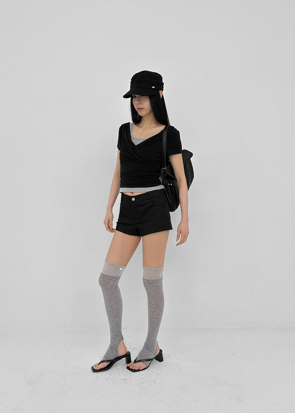[MADE] Cujes Wrap Cap Sleeve Short Sleeve Top (Set Available)