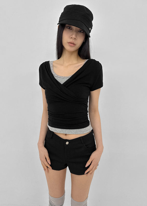 [MADE] Cujes Wrap Cap Sleeve Short Sleeve Top (Set Available)